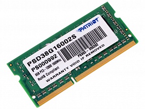 Память SO-DIMM DDR3 8Gb (pc-12800) 1600MHz Patriot (PSD38G16002S)