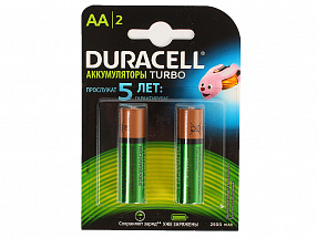 Аккумуляторы DURACELL (АА) HR6-2BL 2400mAh/2500mAh предзаряженные 2 шт