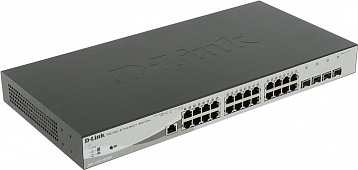 Коммутатор D-Link  DGS-1210-28P/ME/A1A Управляемый коммутатор 2 уровня с 24 портами 10/100/1000Base-T и 4 портами 1000Base-X SFP (24 порта с поддержко