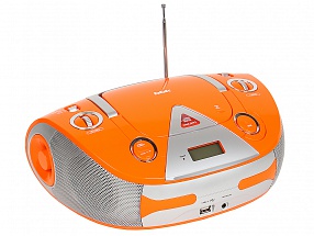 Аудиомагнитола BBK BX325U CD MP3 оранжевый/серебро 