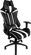 Кресло для геймера Aerocool AC120-BW , черно-белое, до 150 кг, размер, см (ШхГхВ) : 70х55х124/132.