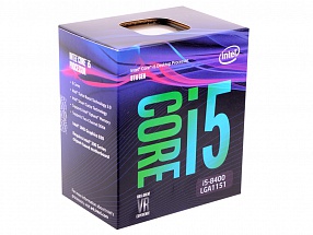 Процессор Intel® Core™ i5-8400 BOX <TPD 65W, 6/6, Base 2.8GHz - Turbo 4.0 GHz, 9Mb, LGA1151 (Coffee Lake)>