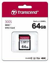 Карта памяти SDXC 64GB Transcend UHS-I U3 SD card (TS64GSDC300S)