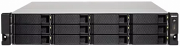 Сетевое хранилище QNAP TS-1273U-16G Сетевой RAID-накопитель, 12 отсеков для HDD, 2 порта 10 GbE SFP+, 2 слота M.2 SSD, стоечное исполнение, 1 блок пит