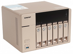 Сетевой накопитель QNAP  TVS-663-4G 6 отсеков для HDD, HDMI-порт. Четырехъядерный AMD 2.4 ГГц, 4ГБ оперативной памяти.