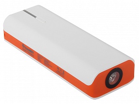 Внешний аккумулятор ICONBIT FTB5200 LZ бело-оранжевый, Емкость: 5200мАч/19.2Втч, Встроенный фонарик, 