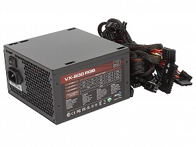Блок питания Aerocool 800W Retail VX-800 RGB [снят с производства] , ATX v2.3, RGB подсветка, A.PFC, fan 12cm, 4x PCI-E [6+2-Pin], 6x SATA, 4x MOLEX, 