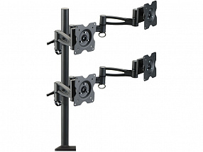 Кронштейн для мониторов Kromax OFFICE-4, Black для 4-х LCD мониторов 15"-32", 5 ст. свободы, 3D вращение, VESA 75/100, max 4х8 кг