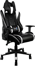 Кресло для геймера Aerocool AC220-BW , черно-белое, до 150 кг, размер, см (ШхГхВ) : 66х63х125/133.