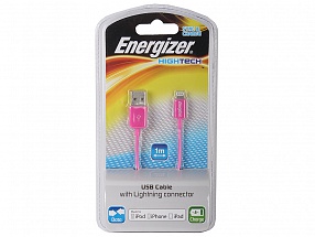 Кабель Energizer SYIPPK2 кабель для Apple iPhone/iPad 5 Lighting original длина кабеля 1м, розовый