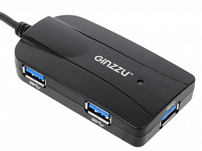 Картридер Ginzzu GR-317UB USB 3.0, SD/SDXC/SDHC/MMC и microSD/ microSDXC/ microSDHС + 3-х портовый USB 3.0 концентратор, интерф. кабель 16см, черный 