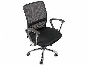 Кресло офисное COLLEGE H-8078F-5 Черный, ткань, сетчатый акрил, 120 кг, крестовина хром/металл, подлокотники пластик. (ШxГxВ), см 58x58x92-102