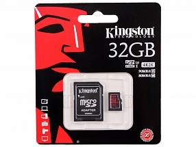 Карта памяти MicroSDHC 32GB Kingston Class10 UHS-I c адаптером SDCA3/32GB