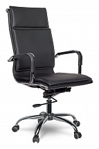 Кресло руководителя COLLEGE CLG-617 LXH-A Black (XH-635) Чёрный, экокожа,120кг,крест.хром,подлокот.хром с кожаными накладками, ШxГxВ см 50х47х110-116