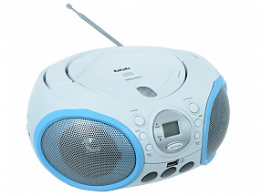 Аудиомагнитола BBK BX150U CD MP3 белый/голубой 