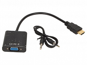 Кабель-адаптер HDMI M--VGA 15F+Audio ORIENT C100, для подкл.монитора/проектора к выходу HDMI, аудиокабель в комплекте