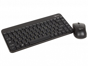 Комплект мини Клавиатура + Мышь беспров. Gembird KBS-7004,черный, 2.4ГГц/10м,1200DPI, 12 доп.клавиш, мини-п 