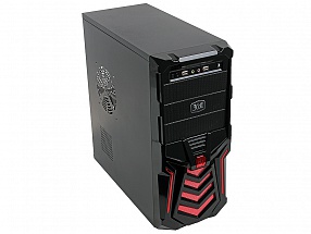 Корпус 3Cott 3C-ATX110GR "Gladiator" для игрового компьютера, ATX, блок питания 500 Вт, выходы USB 2.0x2, аудиовыход, микрофонный вход, красный