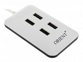 Концентратор USB 2.0 Orient MI-430 (Mini, магнит, плоский, 4 Port) White