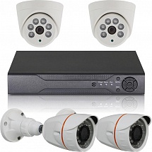 Комплект видеонаблюдения ORIENT XVR+2D+2B/720p AHD-видеорегистратор 720p, 2 цилиндрические AHD-камеры 720p (металлические, герметичные, IP66), 2 купол
