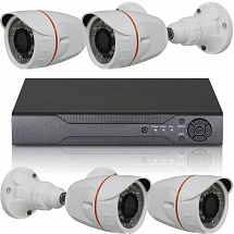 Комплект видеонаблюдения ORIENT XVR+4B/720p AHD-видеорегистратор 720p, 4 цилиндрические AHD-камеры 720p (металлические, герметичные, IP66), блоки пита
