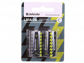Батарейка Defender алкалиновая ( C ) LR14-2B С, в блистере 2 шт 