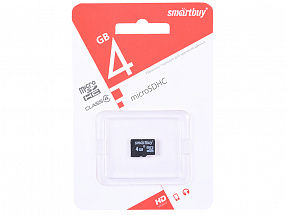 Карта памяти Micro SDHC 4GB Smartbuy Сlass 4 (без адаптеров)
