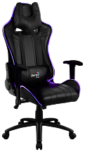 Игровое кресло Aerocool AC120 RGB-B , черное, с перфорацией, с RGB подсветкой, до 150 кг, размер, см (ШхГхВ) : 70х55х124/132.