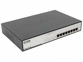 Коммутатор D-Link DGS-1008MP/A1A/A2A Неуправляемый коммутатор с 8 портами 10/100/1000Base-T с поддержкой PoE 802.3af/802.3at (30 Вт, PoE-бюджет 140 Вт