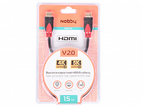 Кабель HDMI-HDMI Nobby Practic, v2.0, 1.5 м., 14,4 Гбит/с., 60Гц, высокоскоростной, позолоченный, NBP-HC-15-01 