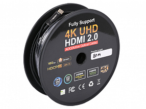 Активный оптический кабель HDMI Cablexpert, 80м, v2.0, 19M/19M, AOC Premium Series, позол.разъемы, экран, коробка