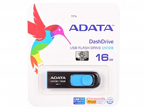 Внешний накопитель 16GB USB Drive ADATA USB 3.1 UV128 черно-синяя выдвижная AUV128-16G-RBE
