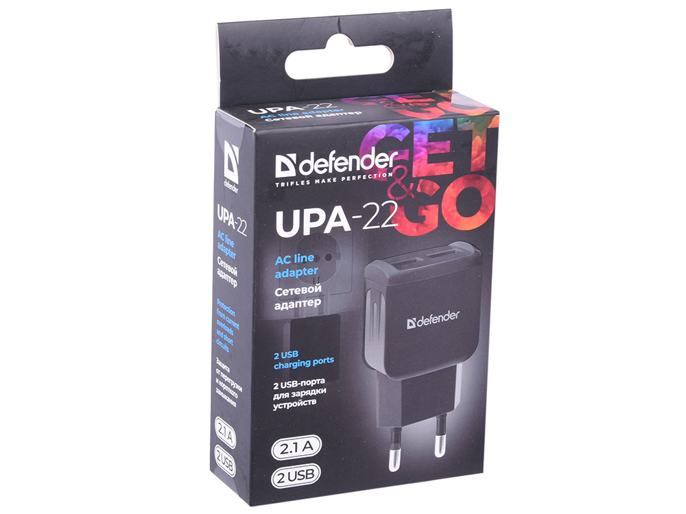 Сетевой адаптер Defender UPA-22. Сетевой адаптер Defender 2xusb, 2.1а , белый (UPA-22) (83580). Адаптер 220в USB QC3.0 Defender UPA-101 3a черный (1/50). Сетевой адаптер Defender UPС-21 2х USB,5v/2,1а,кабель. Адаптер defender