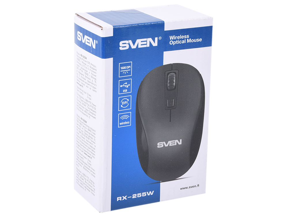 Sven rx 300 wireless. Мышь Sven RX-255w. Беспроводная мышь Sven RX-255w чёрная (2,4 GHZ, 3+1кл. 800-1600dpi, цвет. Картон). Беспроводная мышь Sven RX-255w чёрная. Sven беспров. Оптич. Мышь RX-255w.