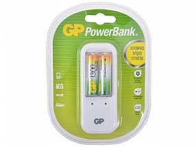 Зарядное устр. GP PowerBank, 13 часов + аккум. 2шт. 1300mAh (GP PB410GS130-CR2)