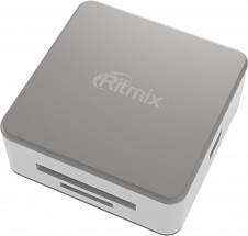 Картридер RITMIX CR-2051 silver+white, SD, microSD, SDHC, SDXC, MMC, RS MMC, MMC Plus, MMS Mobile, MS MG, Ms Pro, MS Pro MG, MS Pro Ultra, MS Pro Extr