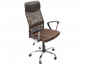 Кресло руководителя COLLEGE H-935L-2 Коричневый, ткань сетчатый акрил, 120 кг, крест. хром/металл, подлокот. черный пластик. ШxГxВ), см 70x67x113-122