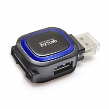 Картридер универсальный Ginzzu GR-514UB USB 2.0, SD/SDXC/SDHC/MMC microSD/SDXC/SDHS + концентратор: порт USB 3.0 +  порт USB 2.0, черный, блистер 