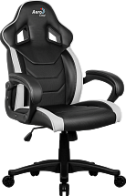 Игровое кресло Aerocool AC60C AIR-BW , черно-белое, до 100кг, ШxГxВ : 65x74x113/120 см, газлифт 80 мм, механизм "бабочка"