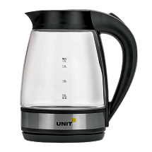 Чайник электрический UNIT UEK-256 (Черный); стекло, 1.7л., 2200Вт.
