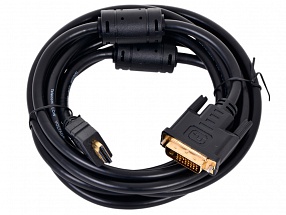 Кабель HDMI - DVI-D (19M -19M) Telecom 3м, с позолоченными контактами 2 фильтра