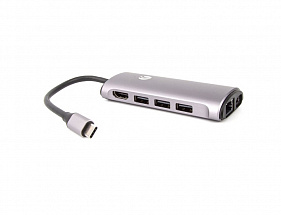 Кабель-адаптер USB3.1 Type-CM--HDMI 4K*60Hz +3USB3.0+RJ45+TF+SD+PD charging  VCOM  CU463 