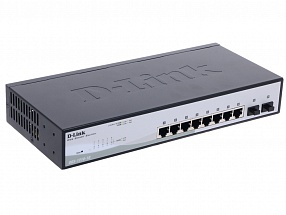 Коммутатор D-Link DGS-1210-10/C1A Gigabit Smart Switch with 8 10/100/1000Base-T ports and 2 Gigabit SFP ports