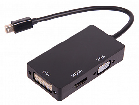 Кабель-адаптер Orient C310 Mini DisplayPort M -> HDMI/ DVI-I/ VGA, длина 0.2 метра, черный