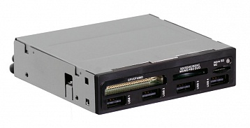 Картридер  All-in-1  USB 2.0 internal 3.5" Black + 4 USB port, Ginzzu OEM (GR-137UB)