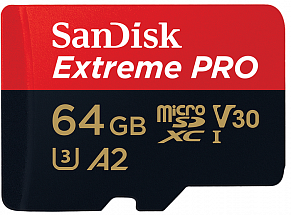 Карта памяти MicroSDXC 64Gb Sandisk Extreme Pro Rescue Pro Deluxe  A2 C10 V30 UHS-I U3 (SDSQXCY-064G-GN6MA) 