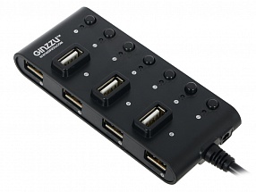 Концентратор USB 2.0 Ginzzu GR-487UB (7 портов, Black)