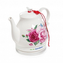 Чайник Endever Skyline KR-400C, 1600 Вт., 1,6 л., керамический эко, белый/рисунок цветы
