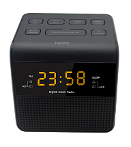 Радиобудильник HARPER HRCB-7750 (Радио в качестве мелодии будильника, настройка двух будильников, 20 радиостанций, сеть или батарейки)