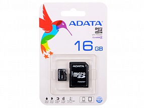 Карта памяти 16GB MicroSDHC Class4 ADATA + адаптер SD